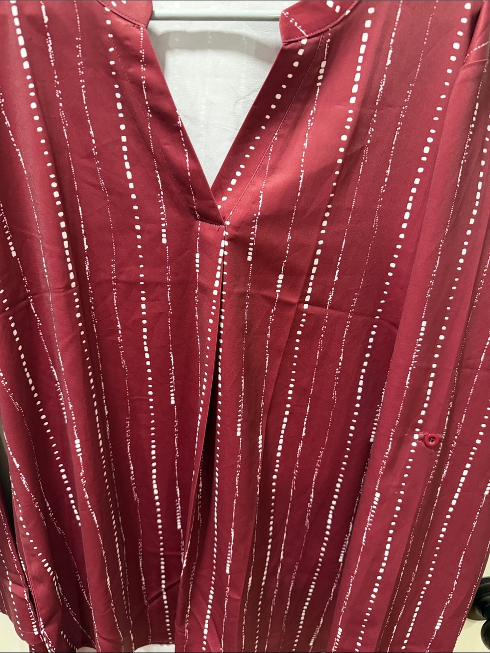Women’s Red V-Neck Tank Top with Dot-Stripe Pattern